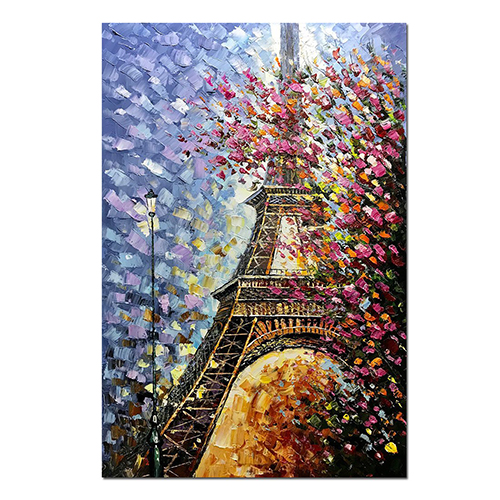 Palette Painting Large Eiffel Tower Canvas Colorful Oil Painting