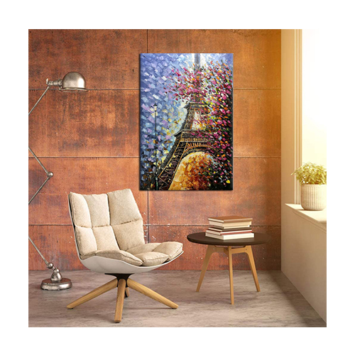 Palette Painting Large Eiffel Tower Canvas Colorful Oil Painting