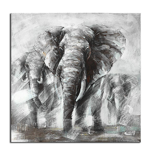 Paintings On Canvas Hand Painted Elephant Family Wall Art