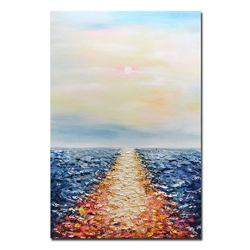 Oil On Canvas Modern Sunrise Wall Painting Sea Canvas Painting
