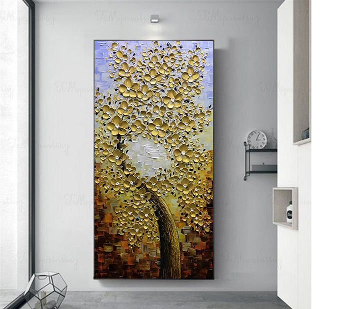 24x48 inch modern hand painted oil painting on canvas wrapped