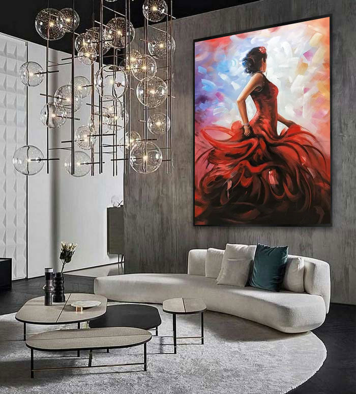 large canvas art painting for decorating under planning budget