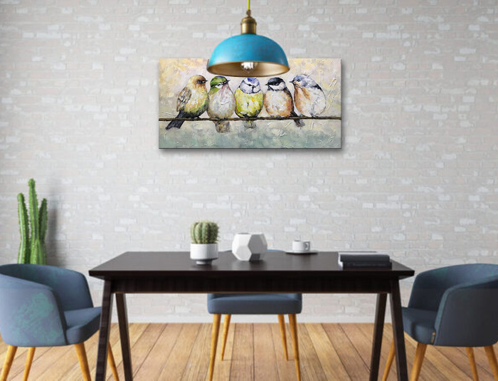 large contemporary birds dining room wall canvas artwork