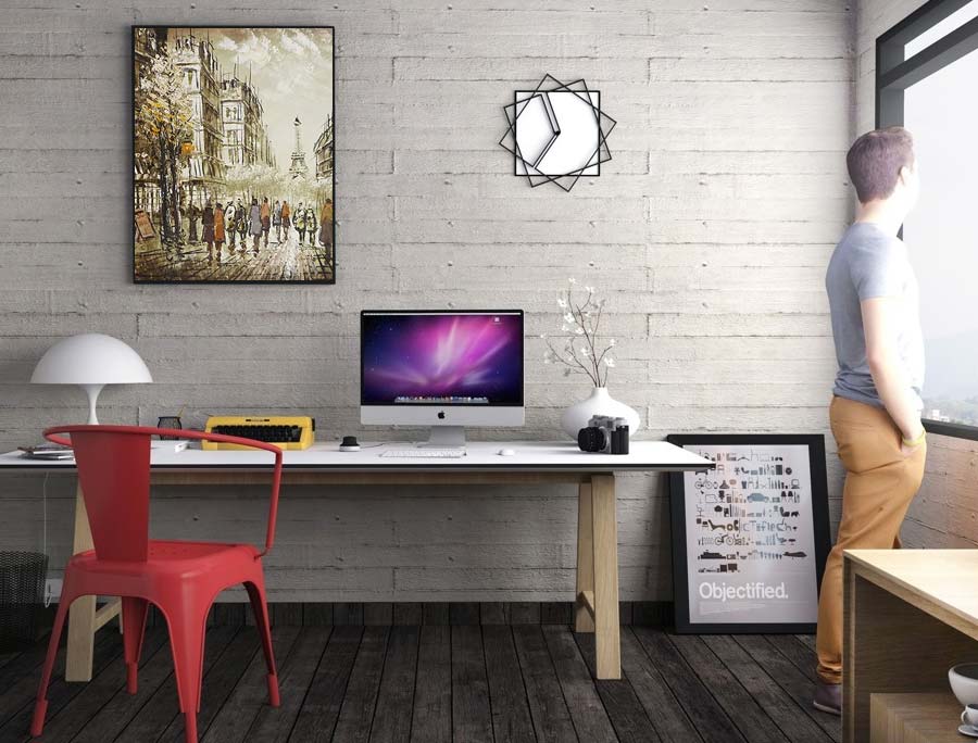original cityscape canvas painting on office accent wall