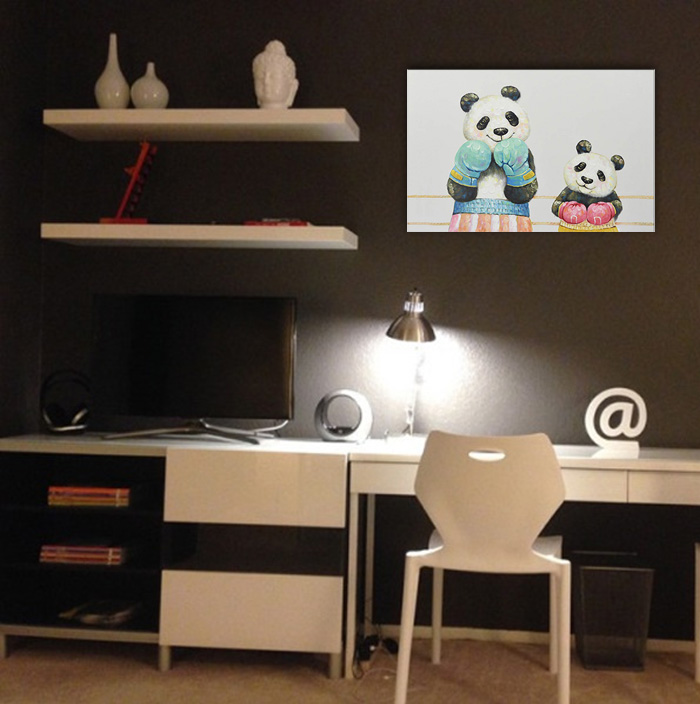 pure hand painted painting on canvas panda for study room