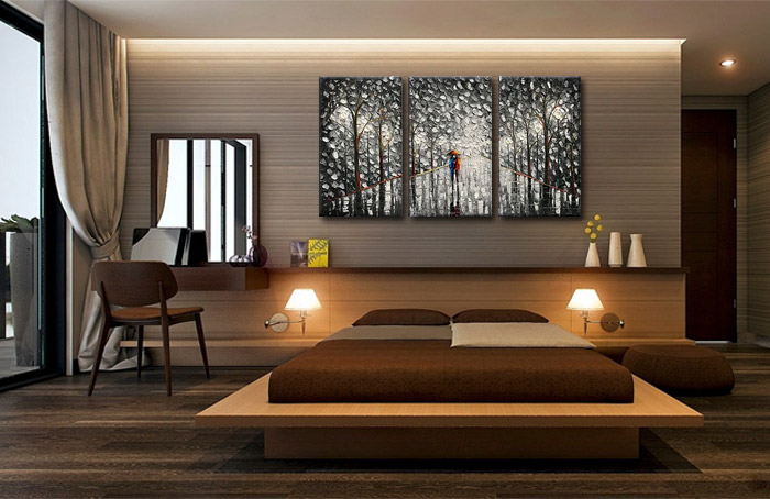 romantic rainy park white and black canvas art for decorating bedroom