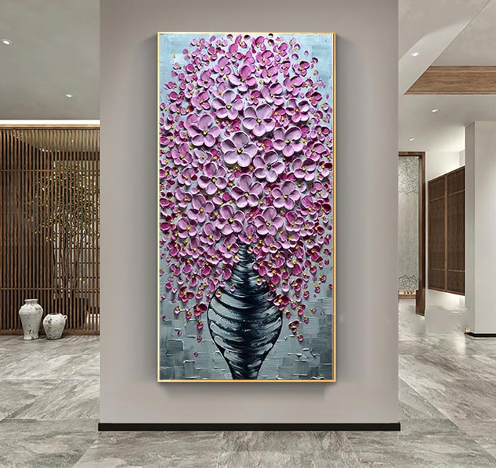 vertical flower with large vase canvsa wall art for Merry Christmas’s Gift