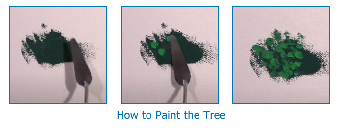 3D green thick acrylic tree with palette knfie