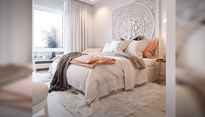 Pattern and 3D Texture Art Decor on Bedroom wall