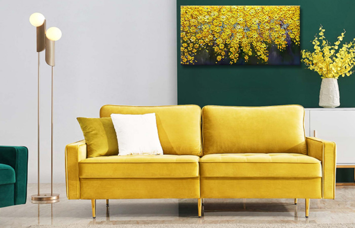yellow flower canvas paintings with acrylic by hand paintied