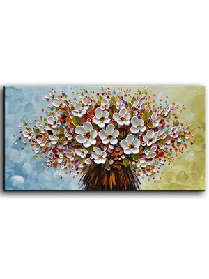 A-Bouquet-Of-Flower-Painting-Blue-and-Yellow-Background-4