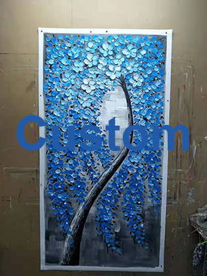 Custom-Blue-Flower-Tree-Painting-For-Living-Room-1