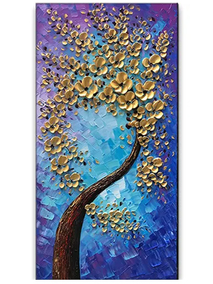 Hand-Painted-3D-Modern-Gold-Flower-Painting-On-Canvas-2