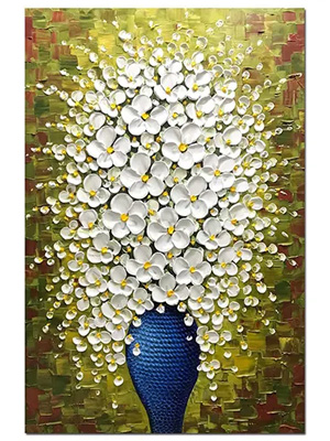 Large-White-Flower-Painting-With-Textured-Blue-Vase-3