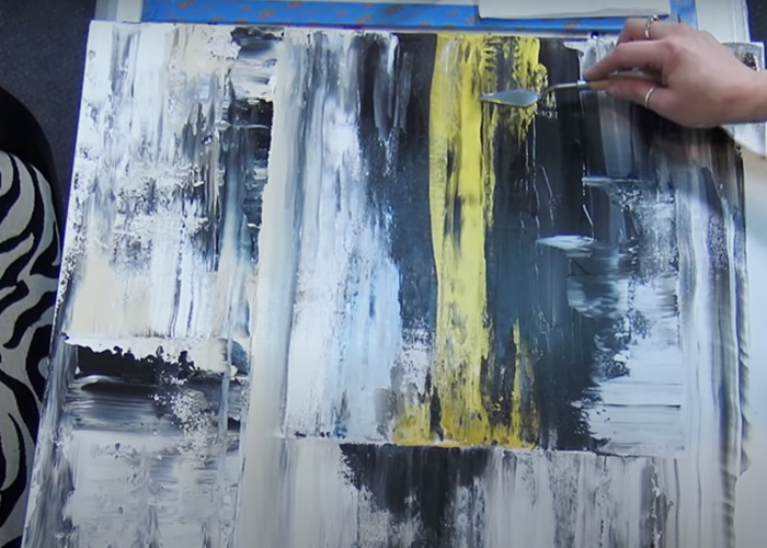 gold-black-and-white-abstract-knife-palette-painting