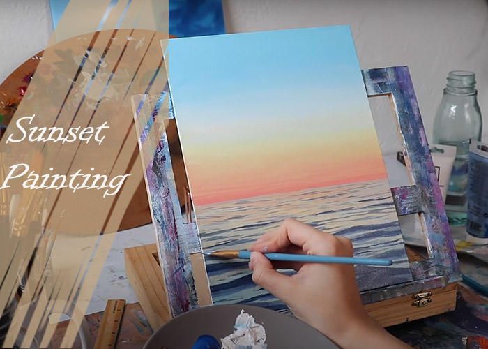 sunset-ocean-painting-with-blue-acrylic
