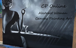 elegant woman with cigarette at mid night painting on canvas