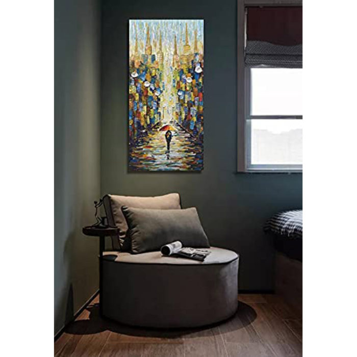 24*28 Inch Home Artwork Decoration Passerby Walk In City Rain