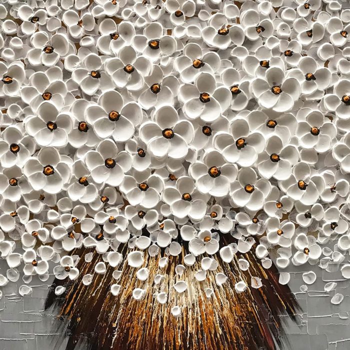 3D Flower Bouquet With Grey Texture 48*74 Inch Acrylic Canvas Art - Image 3