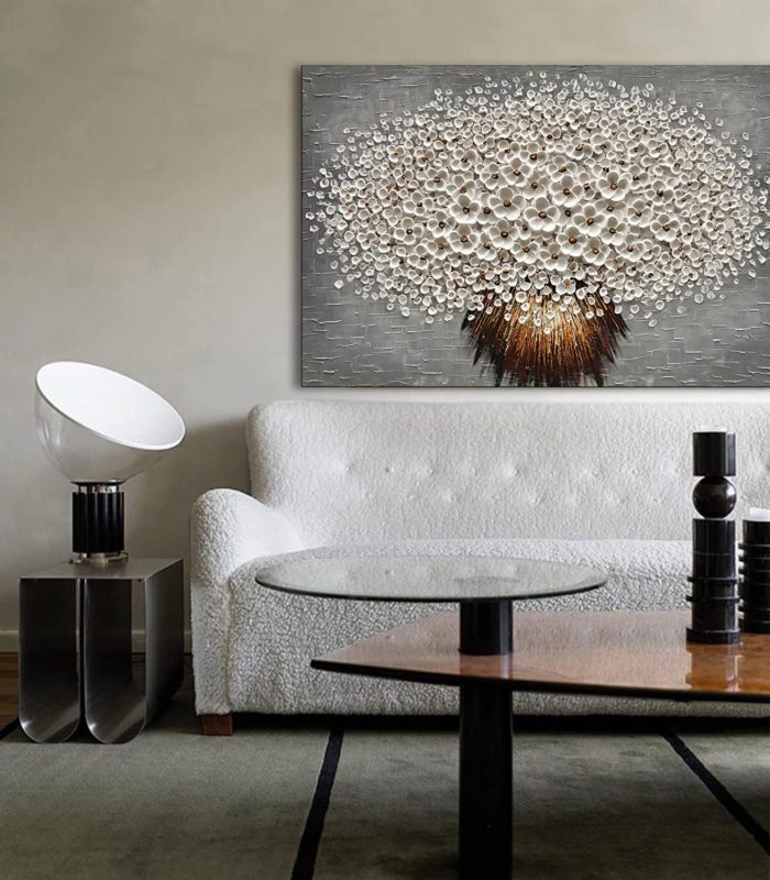 3D Flower Bouquet With Grey Texture 48*74 Inch Acrylic Canvas Art - Image 6