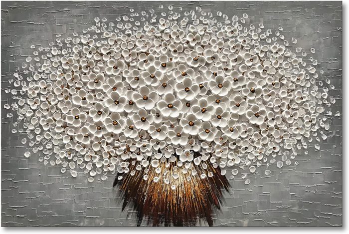 3D Flower Bouquet With Grey Texture 48*74 Inch Acrylic Canvas Art - Image 2
