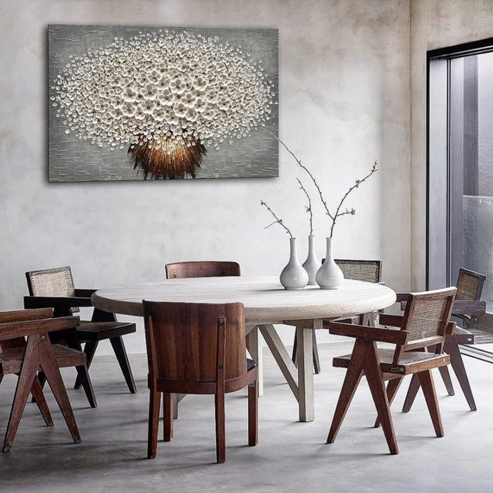 3D Flower Bouquet With Grey Texture 48*74 Inch Acrylic Canvas Art