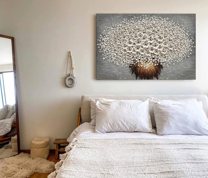 3D Flower Bouquet With Grey Texture 48*74 Inch Acrylic Canvas Art - Image 5