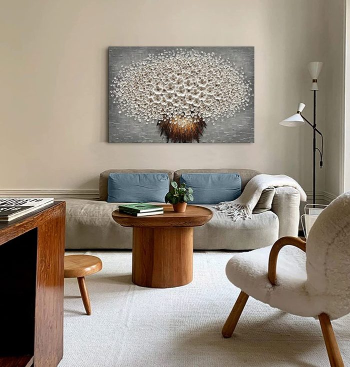 3D Flower Bouquet With Grey Texture 48*74 Inch Acrylic Canvas Art - Image 4