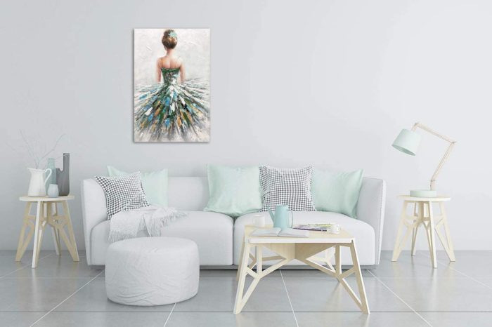 Elegant Ballet Dancer Back With Dress 48*72 Inch Hand Painted Art - Image 6