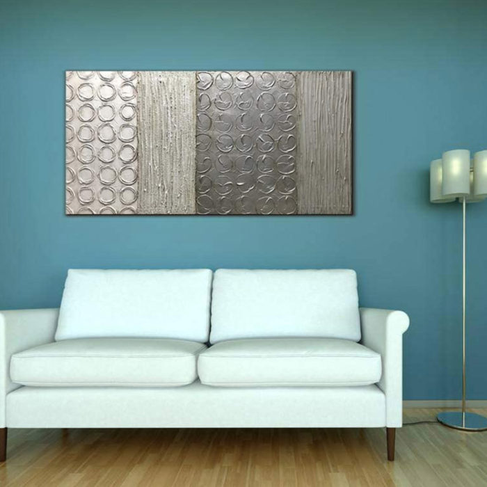 Large Silver Abstract 36*72 Inch Wall Art For Living Room