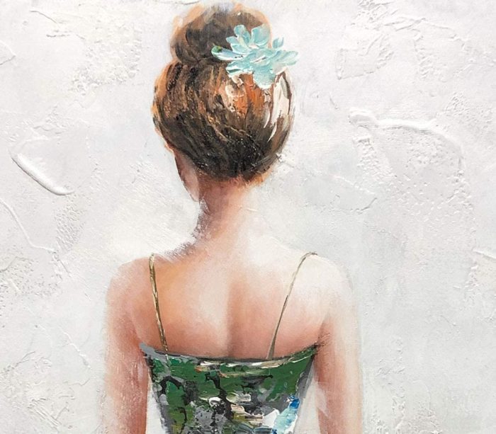 Elegant Ballet Dancer Back With Dress 48*72 Inch Hand Painted Art - Image 3