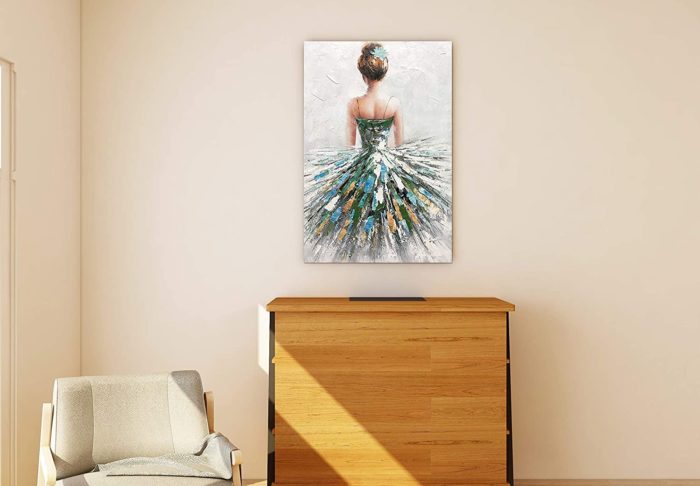 Elegant Ballet Dancer Back With Dress 48*72 Inch Hand Painted Art - Image 5