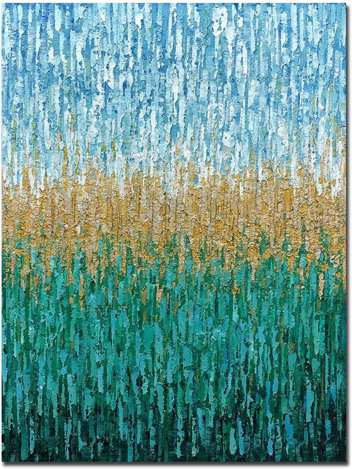 Abstract Blue Yellow Green Painting For Living Room Wall Decor - Image 2