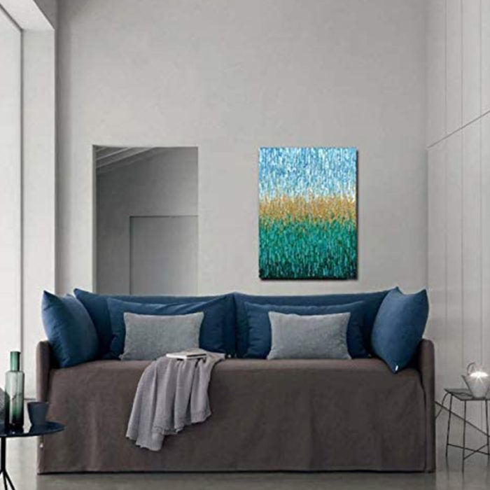 Abstract Blue Yellow Green Painting For Living Room Wall Decor