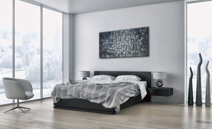 Abstract Light Black To White 24*48 Inch Textured Oil Painting - Image 7