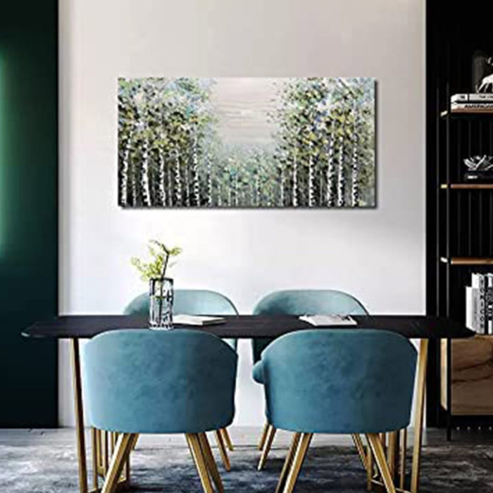 Abstract Oil Paintings On Canvas Wall Art Green Spring Aspen Forest