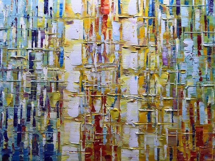 Abstract Wall Art 100% Handmade Green To Yellow Oil Paintings - Image 3