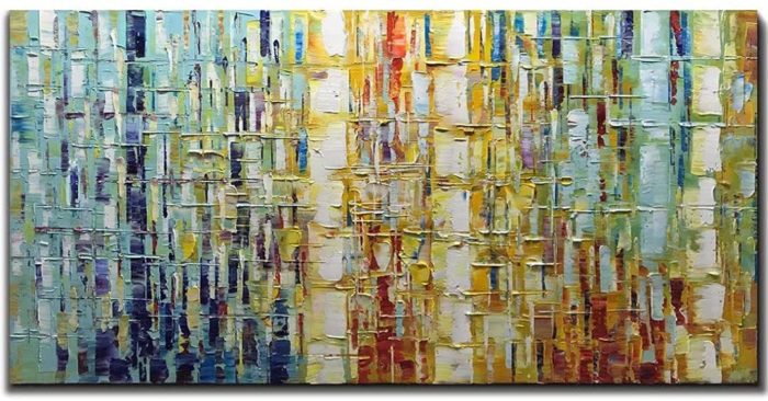 Abstract Wall Art 100% Handmade Green To Yellow Oil Paintings - Image 2