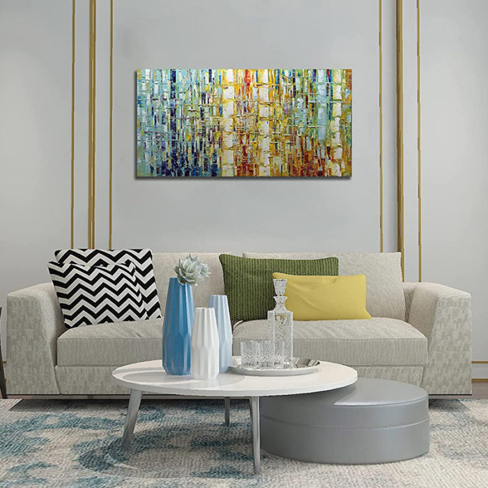 Abstract Wall Art 100% Handmade Green To Yellow Oil Paintings