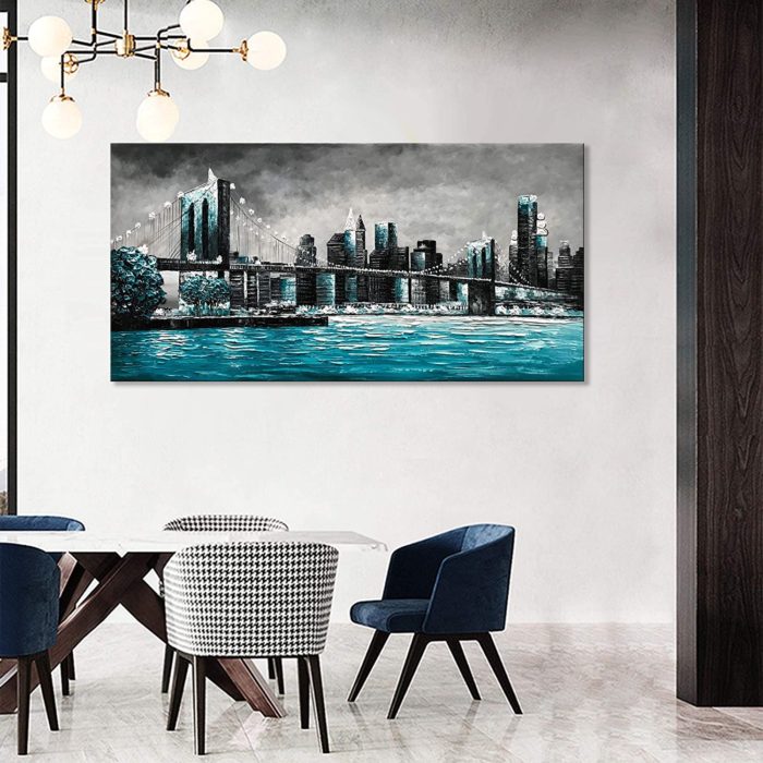Amazing Blue-Green Ocean Modern Cityscape Decor Living Room