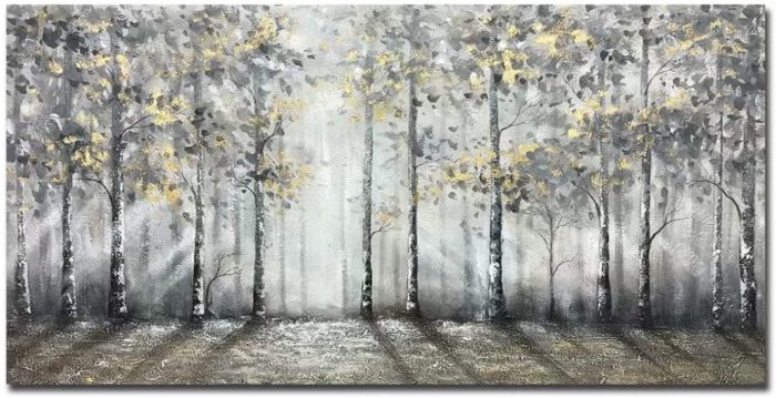 Aspen Forest Foggy Morning 36*72 Inch Landscape Modern Wall Art - Image 2