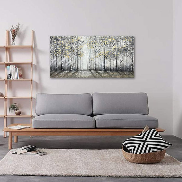 Aspen Forest Foggy Morning 36*72 Inch Landscape Modern Wall Art