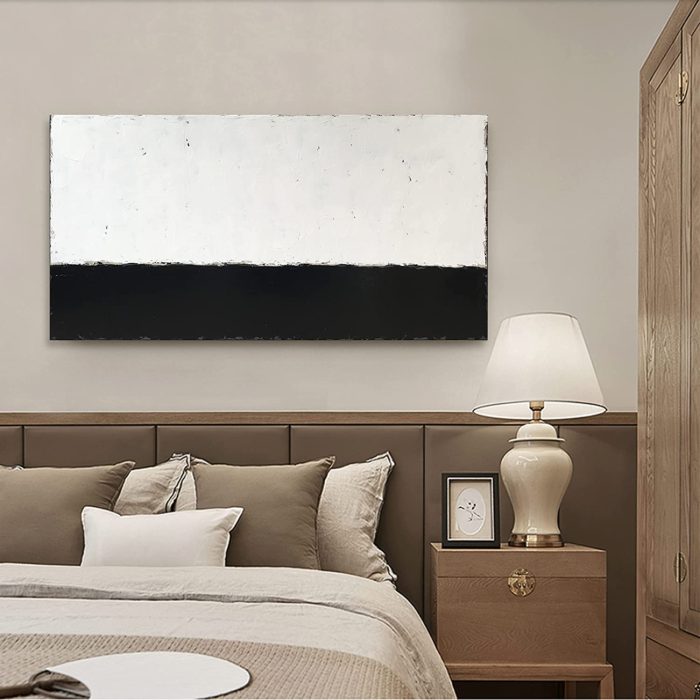 Black And White Minimalism 32*64 Inch Abstract Canvas Painting - Image 5