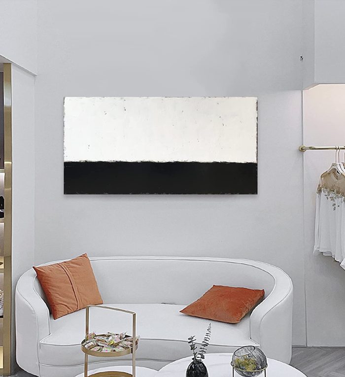 Black And White Minimalism 32*64 Inch Abstract Canvas Painting - Image 4