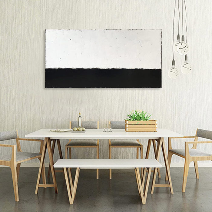Black And White Minimalism 32*64 Inch Abstract Canvas Painting