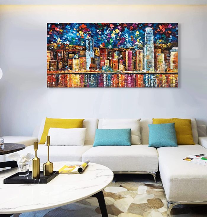 Cityscape High-Rise Building Skyline Modern Decor Oil Painting - Image 4