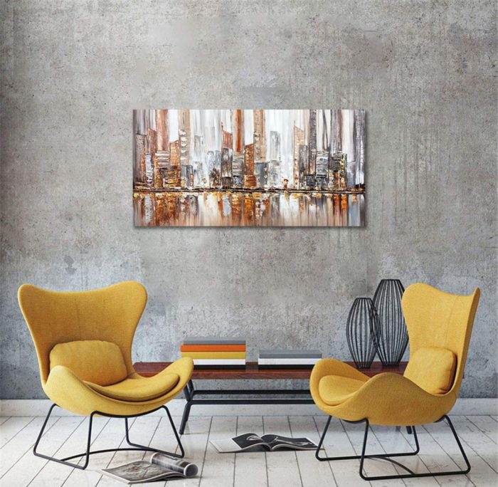Cityscape Painting New York City Skyline 32*64 Inch Handmade Art - Image 5