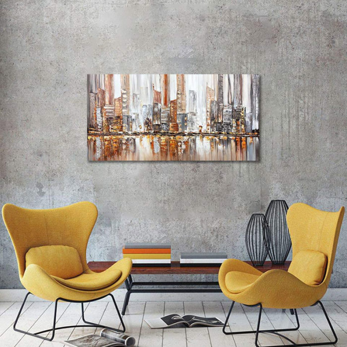 Cityscape Painting New York City Skyline 32*64 Inch Handmade Art
