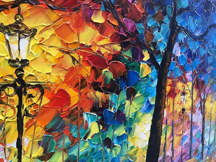 Couple Walk With Dog On The Street 32*64 Inch Colorful Acrylic Art - Image 3