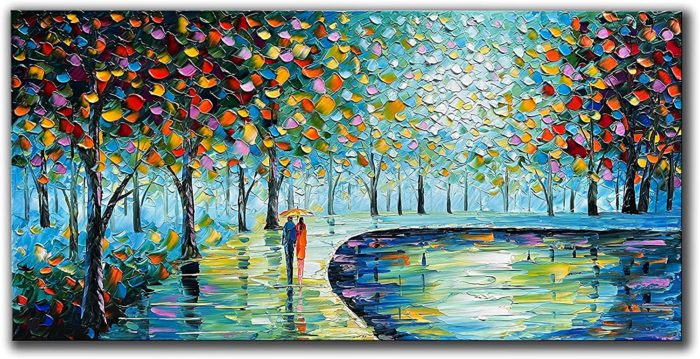 Dining Room Wall Art Tall Couple Ramble Around The Park With Umbrella - Image 2